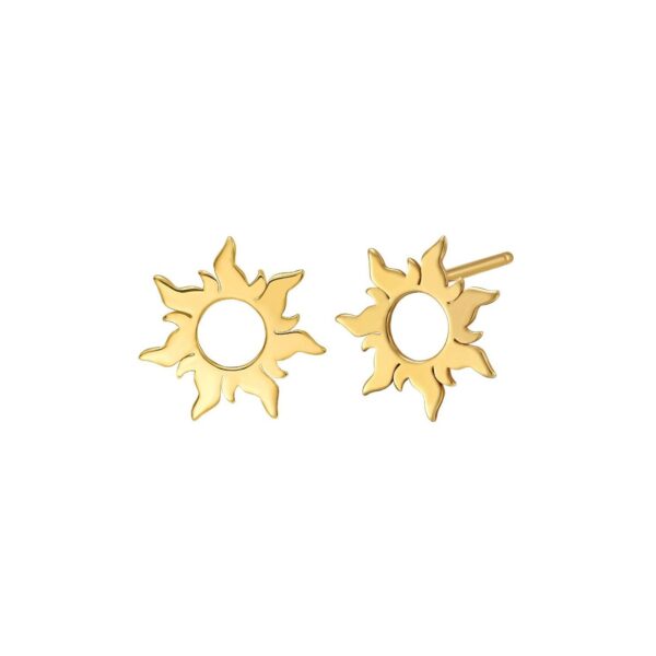 14K Yellow Gold Flaring Sun Post Earrings - alternate view 2