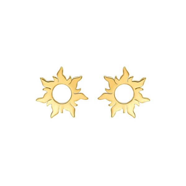 14K Yellow Gold Flaring Sun Post Earrings - alternate view 3