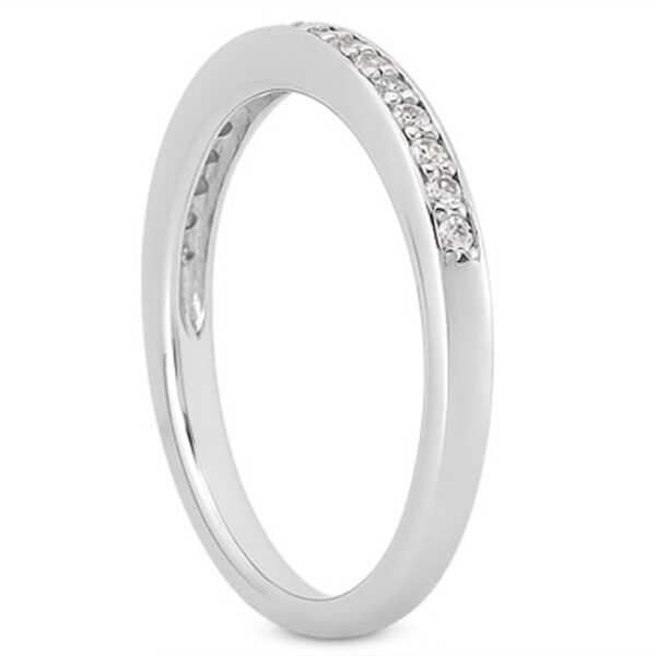 14k White Gold Micro-pave Flat Sided Diamond Wedding Ring Band - alternate view 2