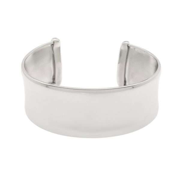 Sterling Silver Rhodium Plated Wide Sculpted Cuff Bangle - alternate view 2