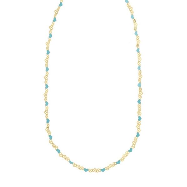 Sterling Silver Gold Plated Blue Enamel Hearts Necklace
