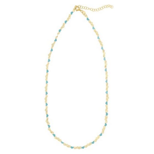 Sterling Silver Gold Plated Blue Enamel Hearts Necklace - alternate view 2