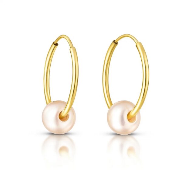 14k Yellow Gold Round Endless Pearl Earring(1x14mm) - alternate view 2