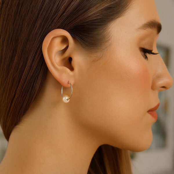 14k Yellow Gold Round Endless Pearl Earring(1x14mm) - alternate view 3