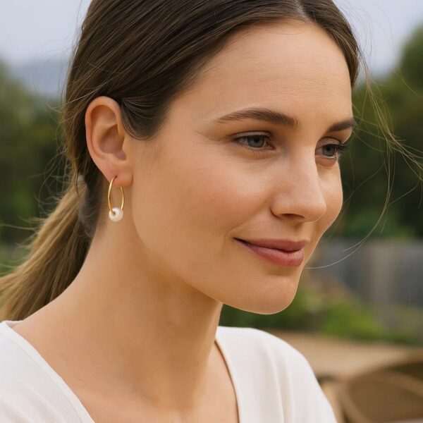 14k Yellow Gold Round Endless Pearl Earring(1x14mm) - alternate view 5