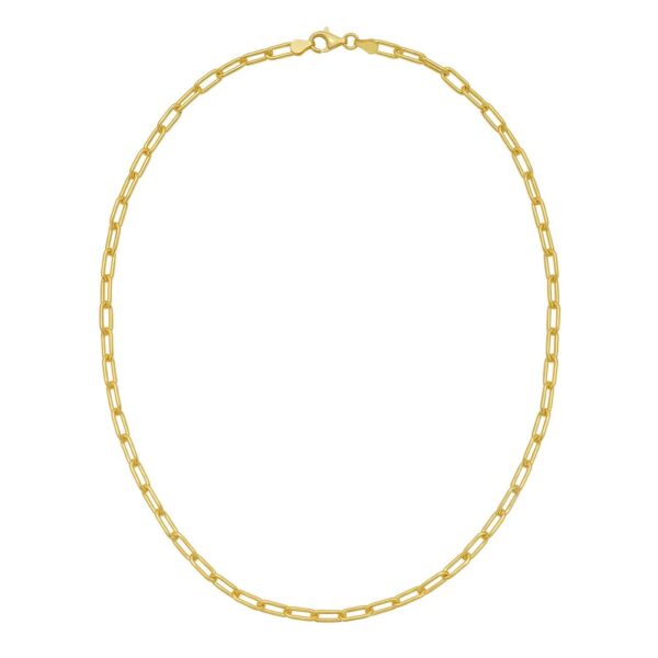 Sterling Silver Yellow Gold Plated Round Link Paperclip Chain (4.10 mm) - alternate view 2