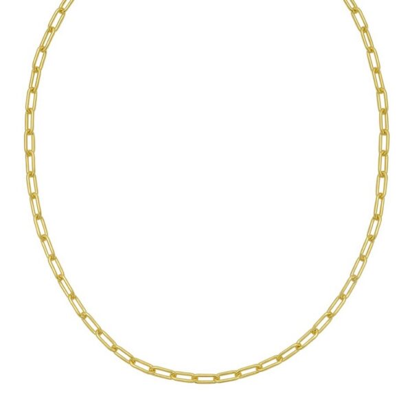 Sterling Silver Yellow Gold Plated Round Link Paperclip Chain (4.10 mm) - alternate view 3