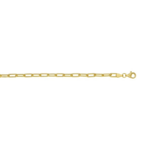 Sterling Silver Yellow Gold Plated Round Link Paperclip Chain (4.10 mm) - alternate view 4