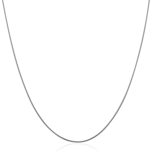 14k White Gold Thin Motif Round Omega Necklace - alternate view 2