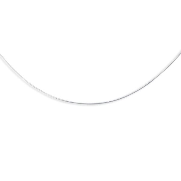 14k White Gold Thin Motif Round Omega Necklace - alternate view 3