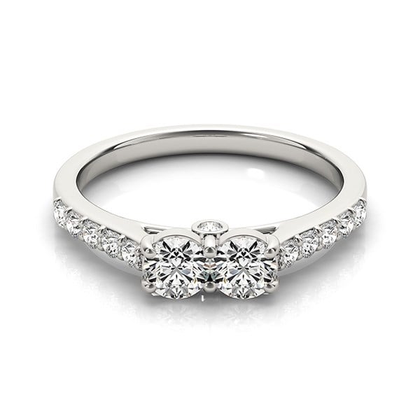 14k White Gold Round Two Stone Diamond Ring (3/4 cttw) - alternate view 3