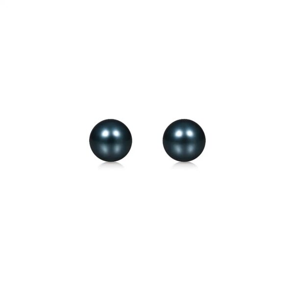 14k Yellow Gold Cultured Black Pearl Stud Earrings (7mm)
