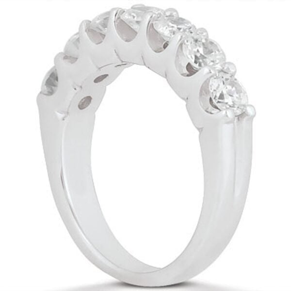 14k White Gold Diamond Scalloped Shared U Prong Setting Wedding Ring Band - alternate view 2