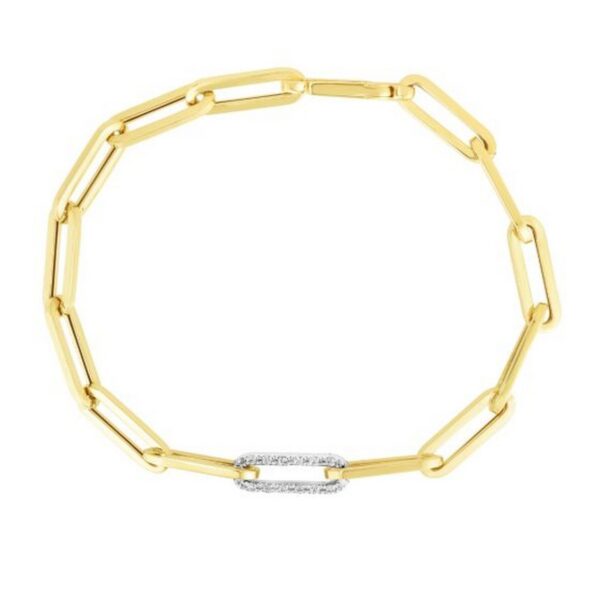 14k Yellow Gold Paperclip Chain Necklace with Diamond Link (6.00 mm) - alternate view 2