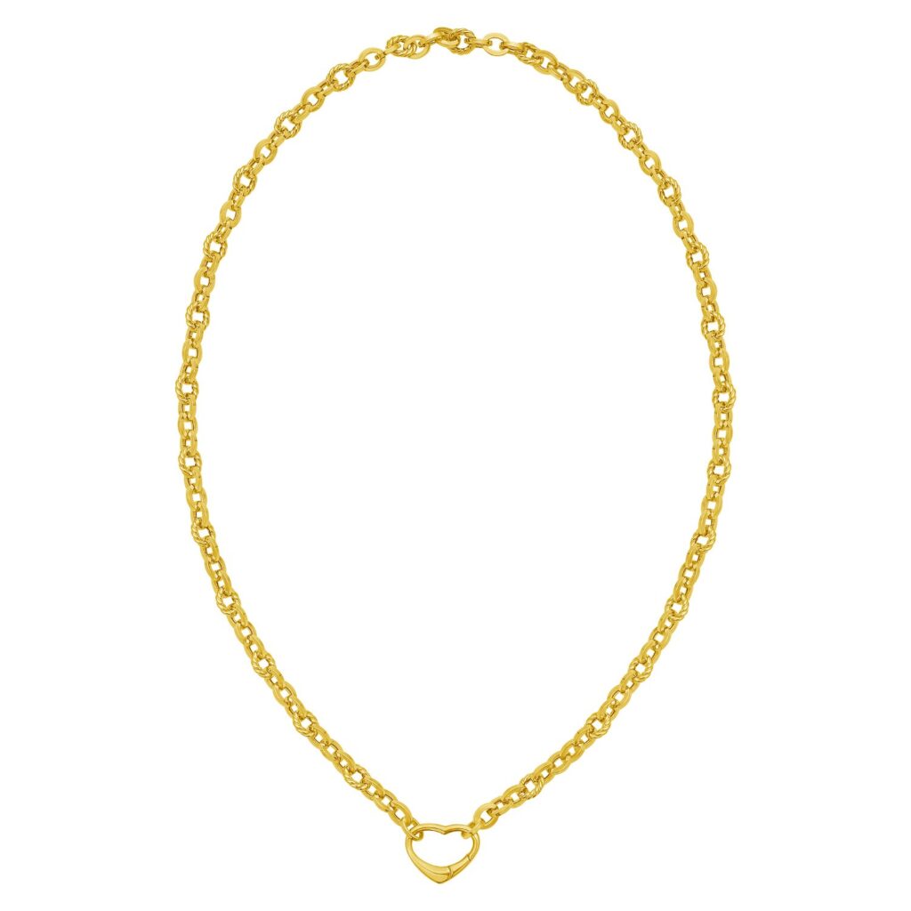 14K Yellow Gold Heart Lock Charm Necklace (5.80 mm)