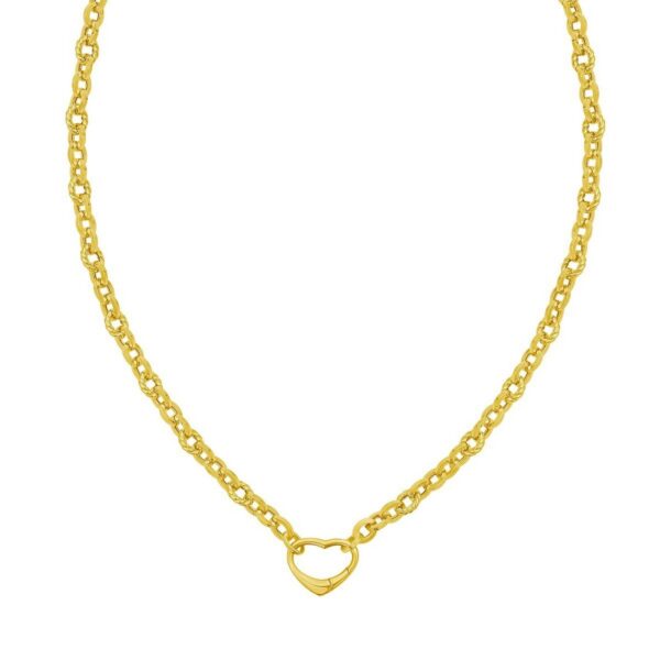 14K Yellow Gold Heart Lock Charm Necklace (5.80 mm) - alternate view 2