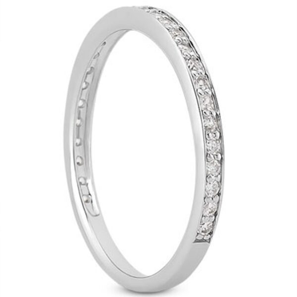 14k White Gold Micro-pave Diamond Wedding Ring Band Set 3/4 Around - alternate view 2