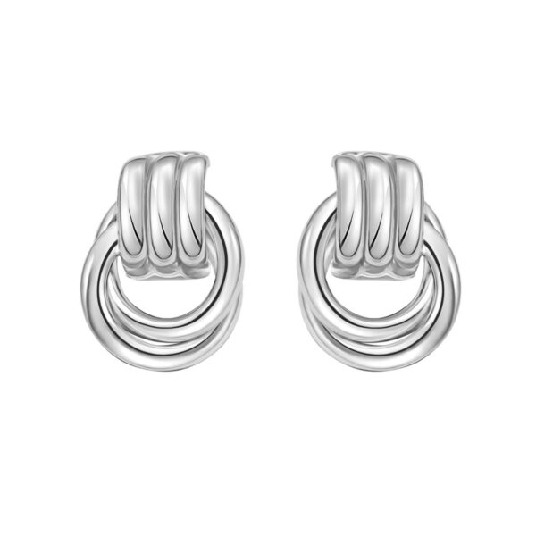 Sterling Silver Triple Door Knocker Hoop Earrings - alternate view 2