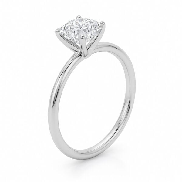 1 Carat Cushion Lab Grown IGI G/VS1 Diamond Solitaire Ring in 10K White Gold - alternate view 2
