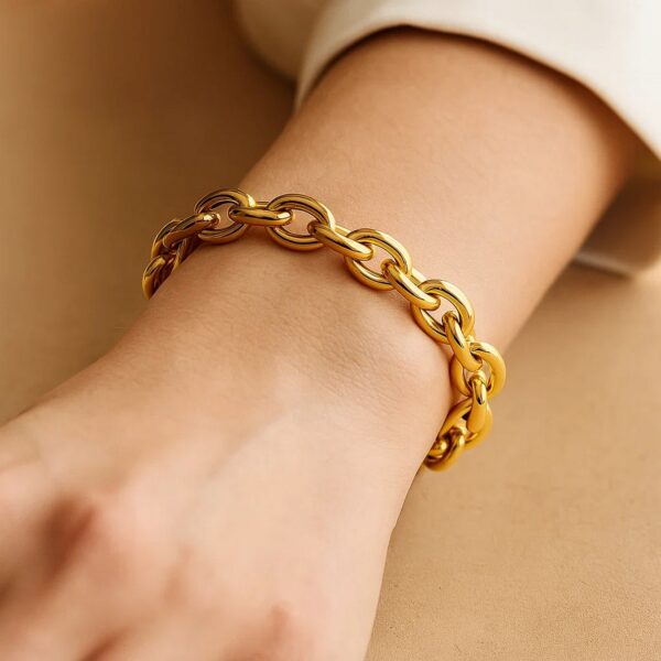 14k Yellow Gold Polished Cable Motif Bracelet (9.65 mm) - alternate view 3