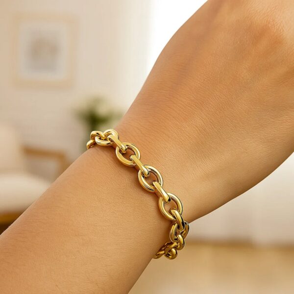 14k Yellow Gold Polished Cable Motif Bracelet (9.65 mm) - alternate view 4