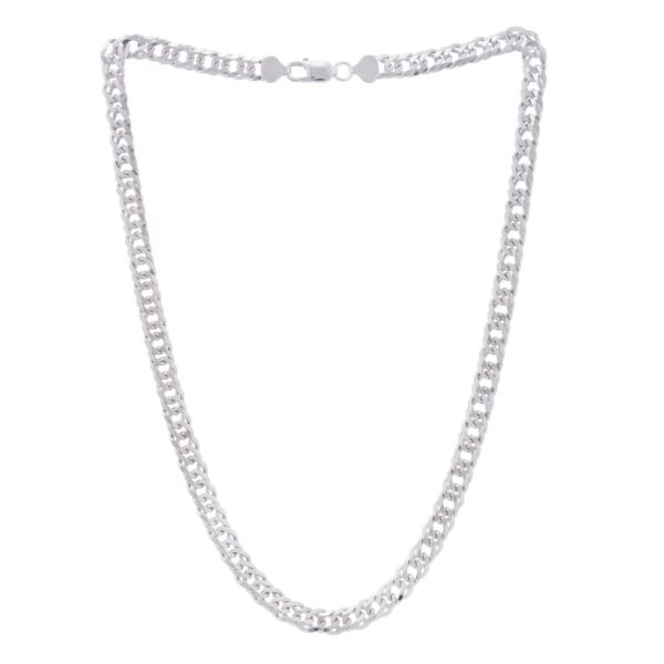 Sterling Silver Rhodium Plated Flat Miami Cuban Chain (7.80 mm) - alternate view 3