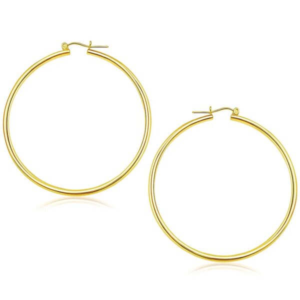 14k Yellow Gold Polished Hoop Earrings (2x55mm)