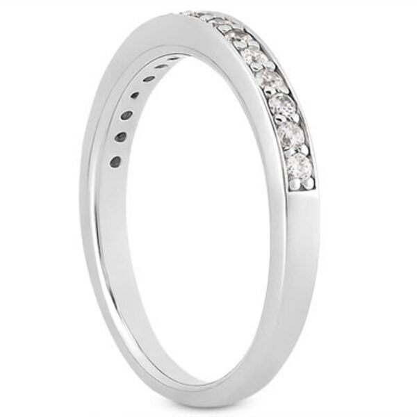 14k White Gold Pave Diamond Wedding Ring Band Set 1/2 Around - alternate view 2