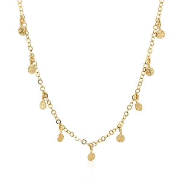 Choker Necklace with Hammered Beads in 14k Yellow Gold - alternate view 2