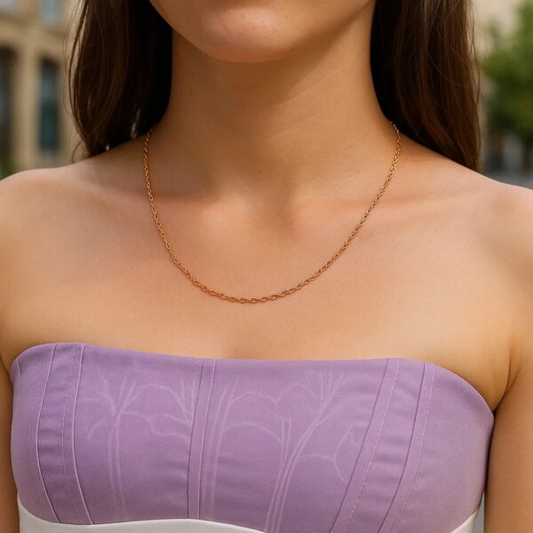 14k Rose Gold Oval Cable Link Chain (0.97 mm) - alternate view 5