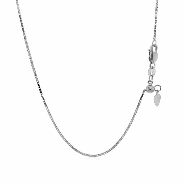 14k White Gold Adjustable Box Chain (0.85 mm) - alternate view 2