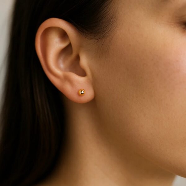 14k Yellow Gold Polished Round Stud Earrings(3mm) - alternate view 4