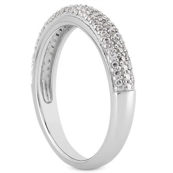 14k White Gold Triple Multi-Row Micro- Pave Diamond Wedding Ring Band - alternate view 2