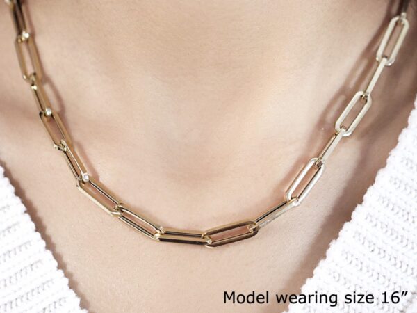 14K Yellow Gold Wide Paperclip Chain (6.1 mm) - alternate view 4