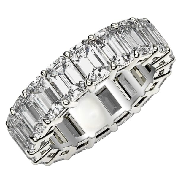 Emerald Cut Lab Grown Diamond Eternity Ring in 14k White Gold (8 cttw FG/VS2) - F-G