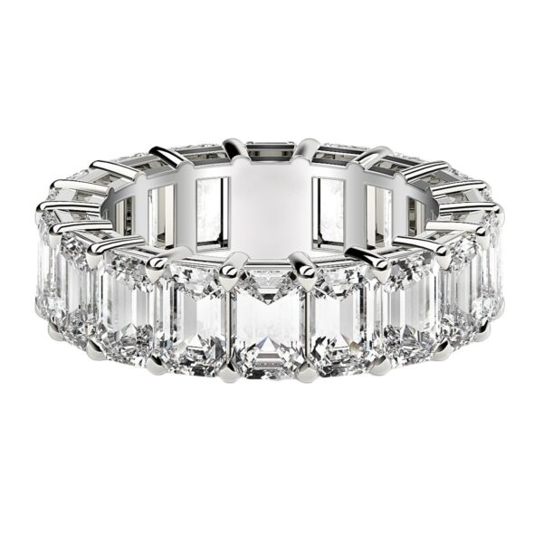 Emerald Cut Lab Grown Diamond Eternity Ring in 14k White Gold (8 cttw FG/VS2) - F-G - alternate view 2