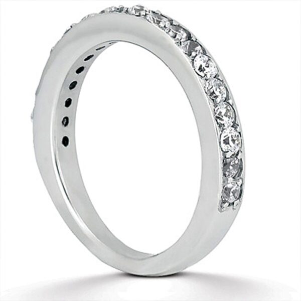 14k White Gold Pave Diamond Wedding Ring Band Set 1/2 Around - alternate view 2