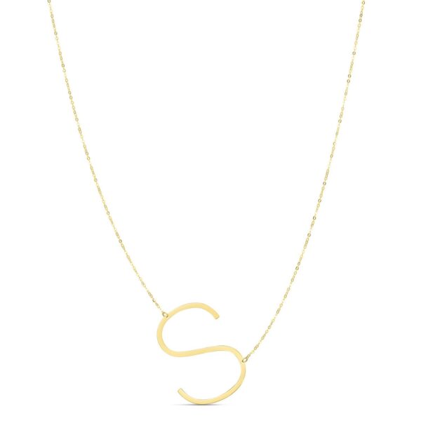 14K Yellow Gold Yours Truly Large Initial S Necklace