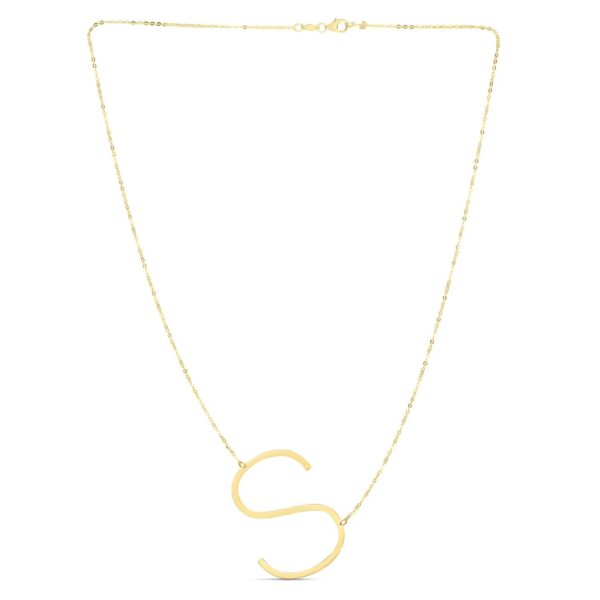 14K Yellow Gold Yours Truly Large Initial S Necklace - alternate view 2