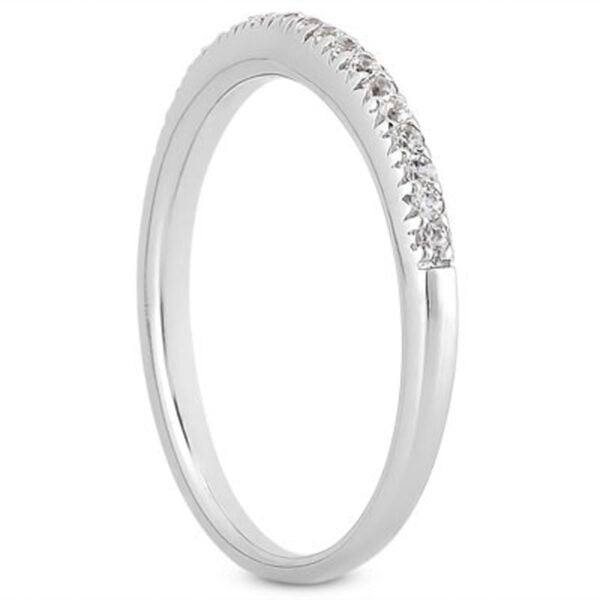 14k White Gold Fancy Engraved Pave Diamond Wedding Ring Band - alternate view 2