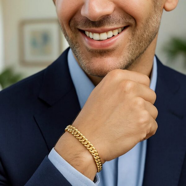 10k Yellow Gold Classic Miami Cuban Solid Bracelet (6.10 mm) - alternate view 3