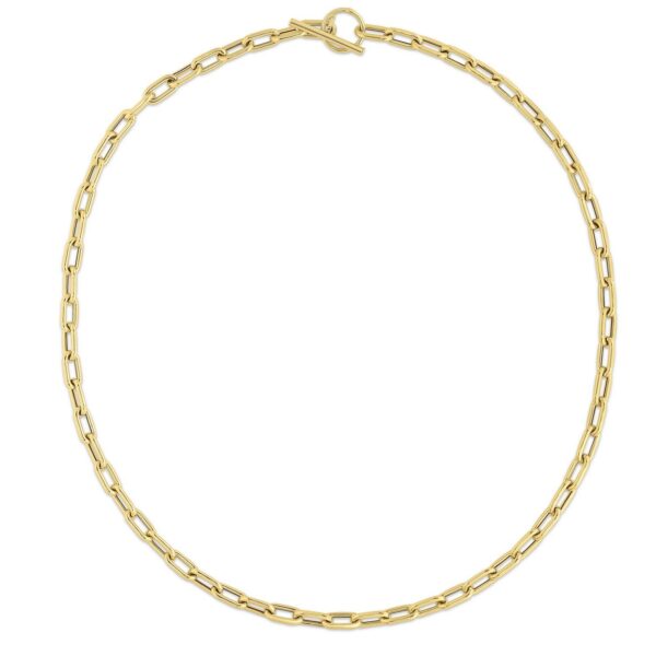 14K Yellow Gold Paperclip Toggle Link Necklace