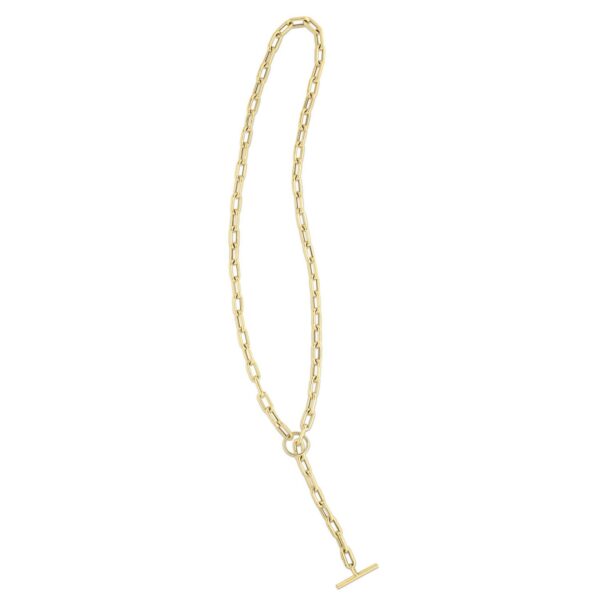 14K Yellow Gold Paperclip Toggle Link Necklace - alternate view 4