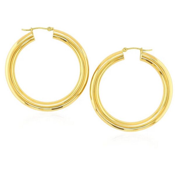 14k Yellow Gold Polished Hoop Earrings (5x40mm) - alternate view 2