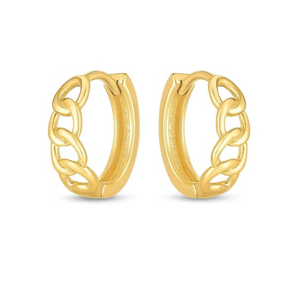 14k Yellow Gold Curb Huggie Hoop - alternate view 2