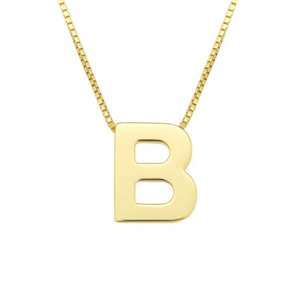 14K Yellow Gold Yours Truly Block Letter Initial B Necklace - alternate view 2