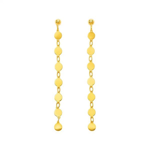 14k Yellow Gold Post Dangle Earrings with Polished Circles