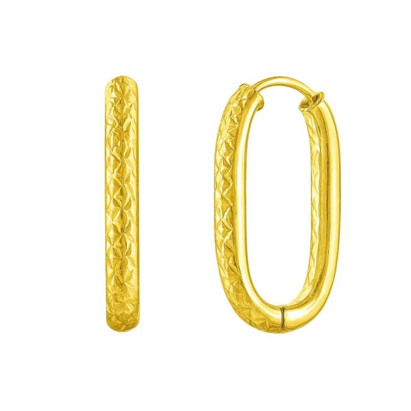 Endless Engraved Paperclip Hoop Earrings in 14K Yellow Gold - alternate view 2