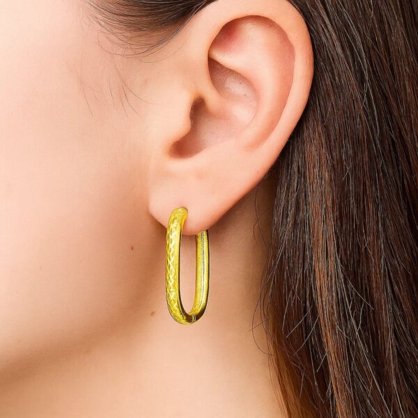 Endless Engraved Paperclip Hoop Earrings in 14K Yellow Gold - alternate view 3
