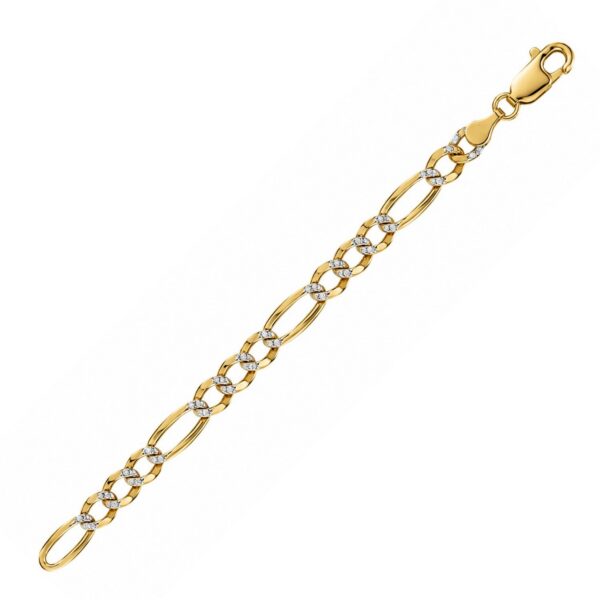 14K Yellow Gold Solid Pave Figaro Chain (4.70 mm)